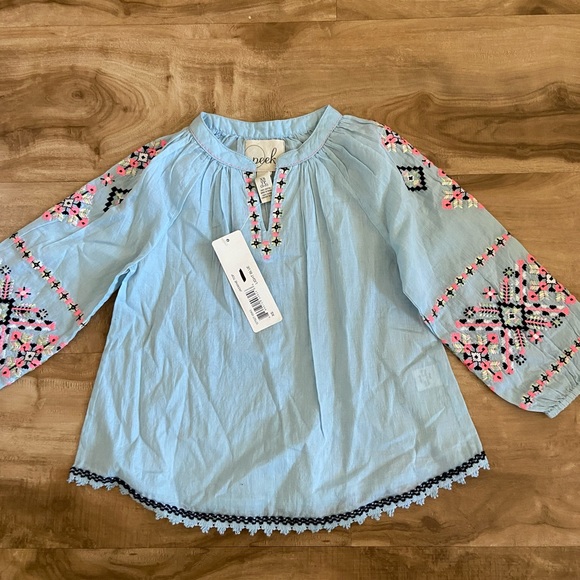 Peek Other - Peek Kids girl bohemian Top blouse long sleeve peasant Size XS 2 / 3 Blue